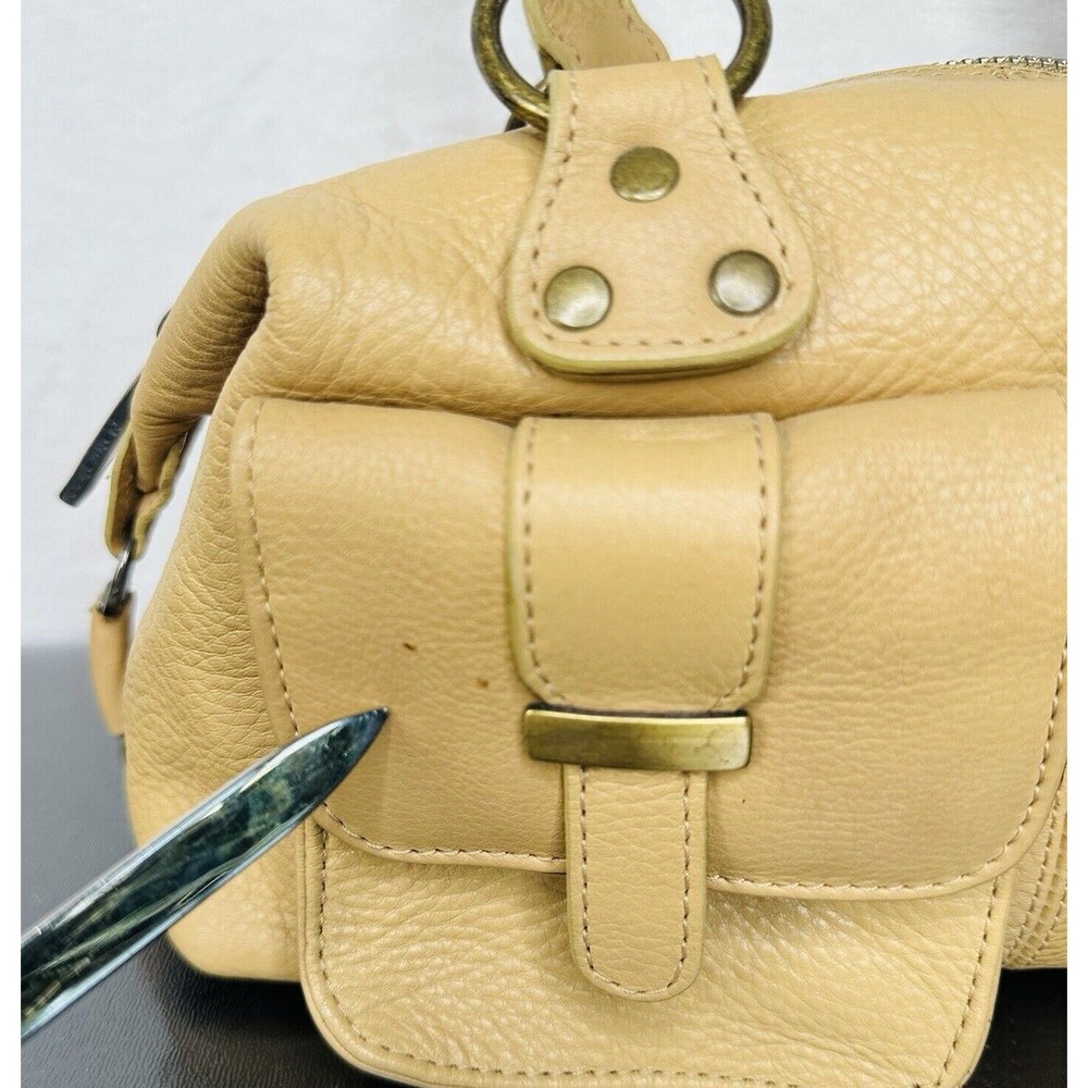 Naturalizer Tan Pebble Grain Leather Handbag Double Front Pockets 12"x5"x6" - Picture 2 of 15